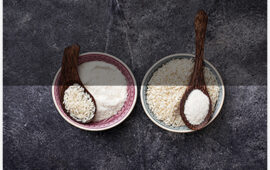 Gluten free rice flour. Selective focus