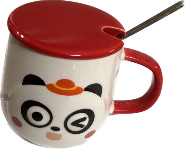 M0834| Mug for hot drinks (with lid and stirring spoon) /卡通动物马克杯 (带杯盖和搅拌勺)