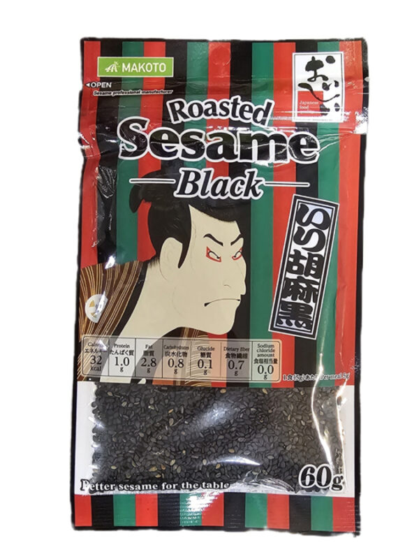 JH14882 Makoto iri goma kuro (ukiyoe) roasted black sesame seeds / 日本熟黑芝麻 60g