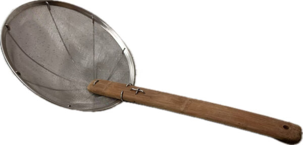 HEPAI stainless steel strainer with bamboo handle /鹤牌竹柄炸篱 26cmx55cm