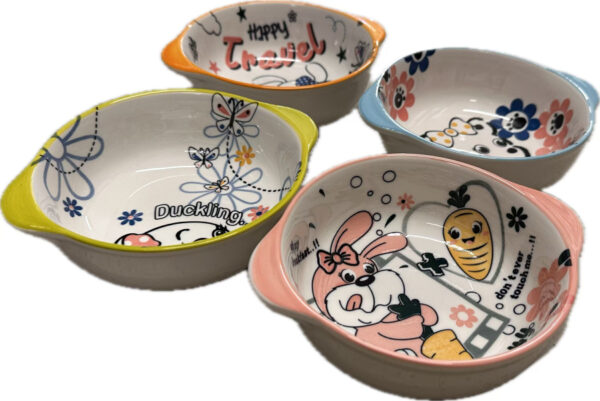 JH15967 |Ingui ceramics bowls for kids / 莹圭陶瓷卡通儿童碗 400ml 5.25 inch 135x135x55mm
