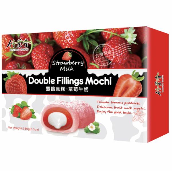 BAMBOO HOUSE Mochi, double filling Strawberry and Milk 竹叶堂草莓牛奶麻薯 180g