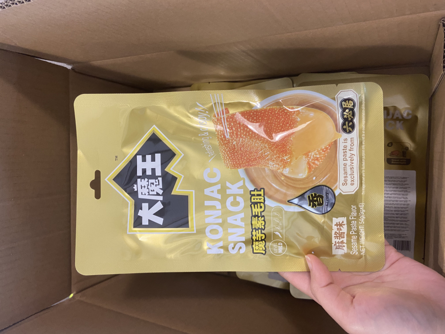 176312526869172814734de.jpg Konjac snack sesame paste flavor 大魔王魔芋素毛肚 54g - Image 1